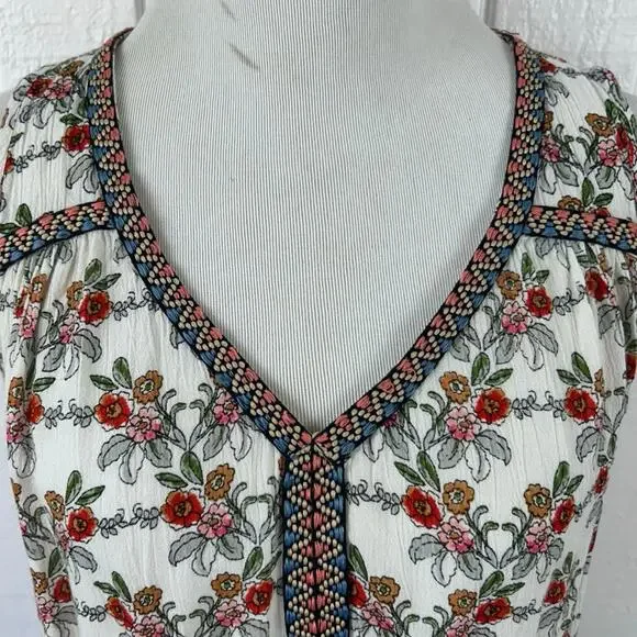 Patrons of Peace Boho Peplum Tank Floral Festival Top Hippie Women M - Picture 3 of 8